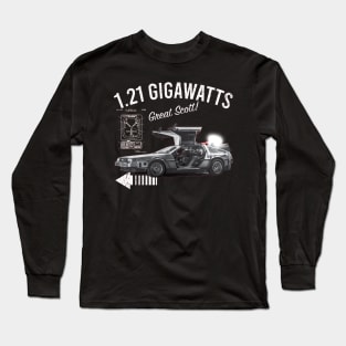 Back to the Future 1.21 Gigawatts DeLorean Car Long Sleeve T-Shirt